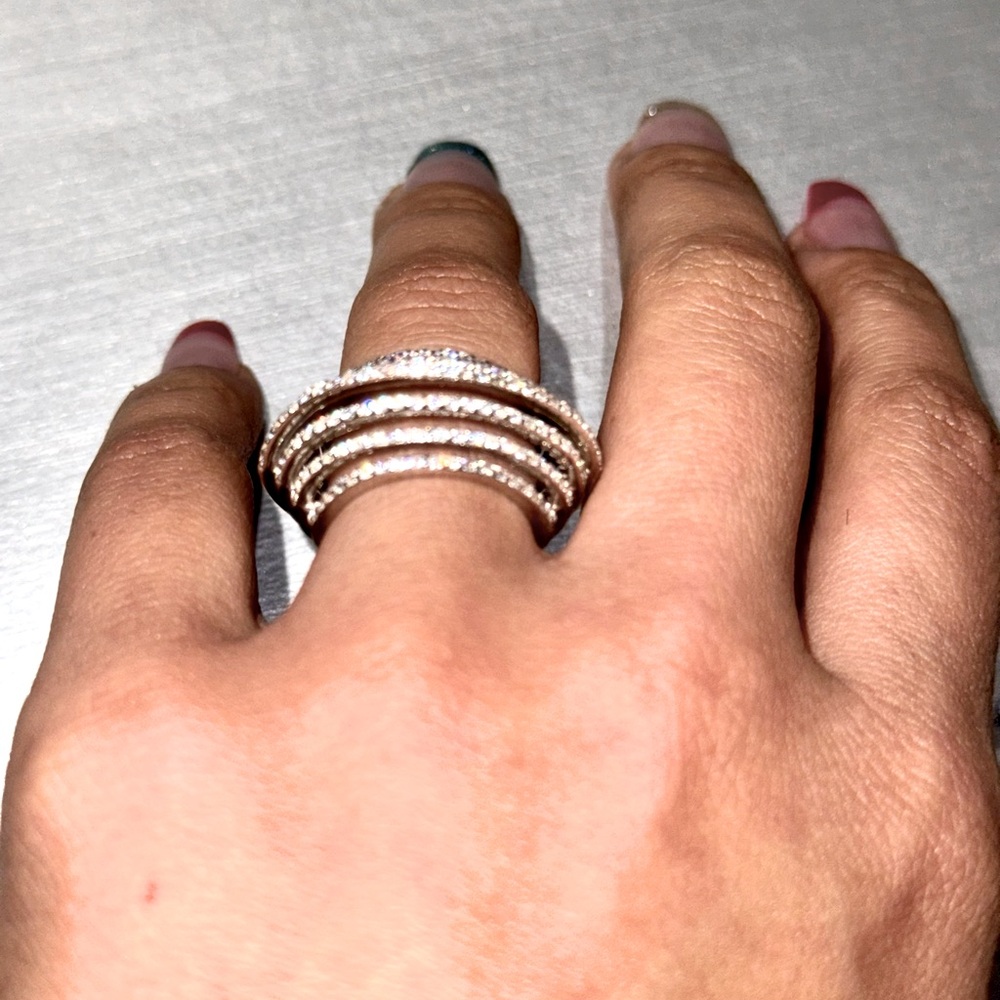 Women’s custom designed ring, white gold vermeil 925, gift for her, rare design